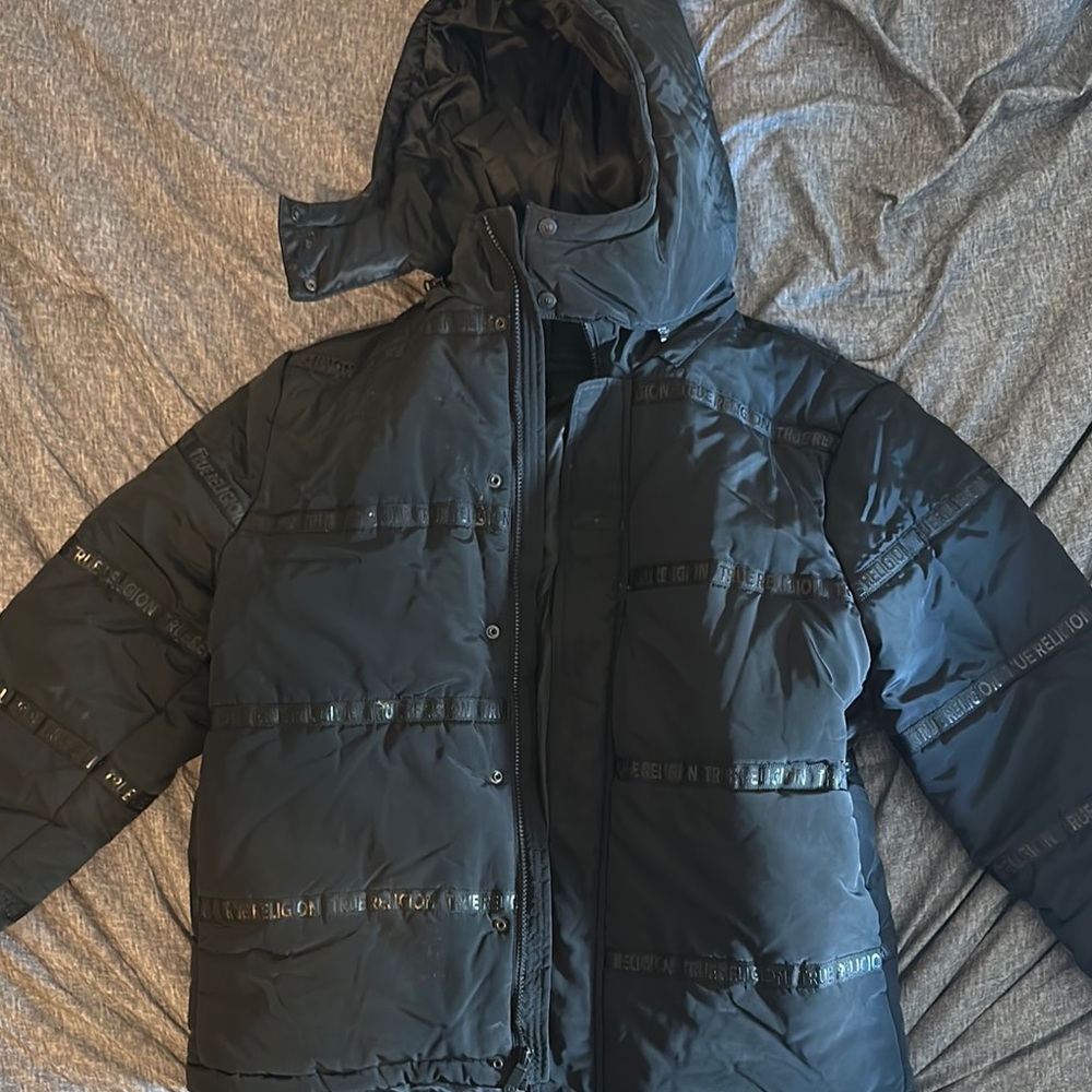 True Religion Black Puffer with Design